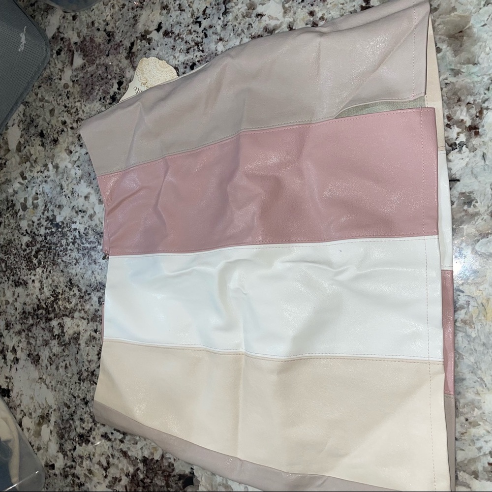 Altard state pink and beige leather mini skirt